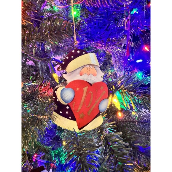 Vintage Style Santa Lot (5) Primitive Metal Farmhouse Christmas Ornaments - Picture 7 of 7